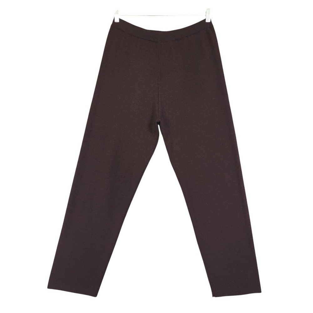 Eileen Fisher‎ Womens Vintage Wool Knit Straight Leg Pants Size Large Burgundy